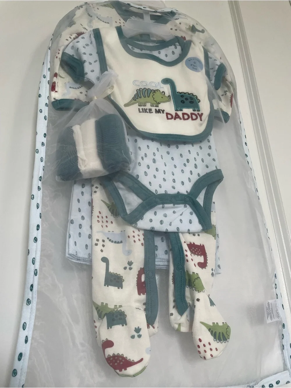 Cutie Pie Baby Boy 0-3 Months 9 Piece Gift Set Dinosaur Blue Baby Shower NEW